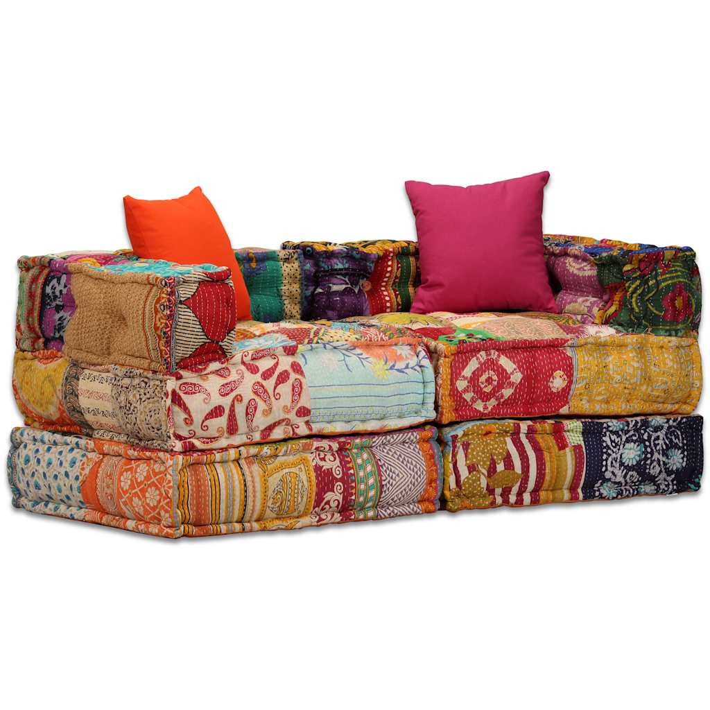 3-Seater Modular Pouffe Fabric