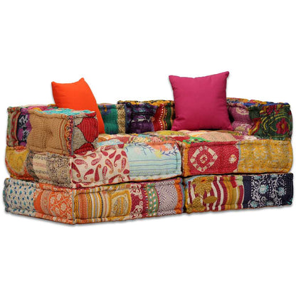 3-Seater Modular Pouffe Fabric