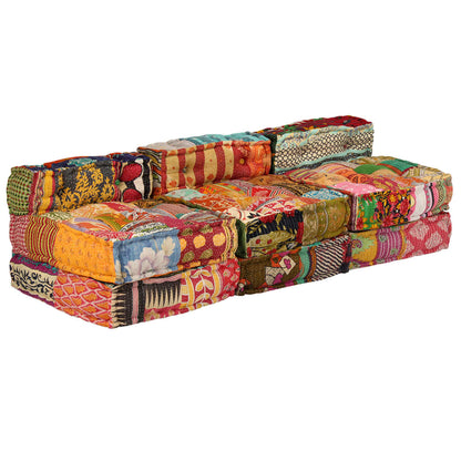 3-Seater Modular Pouffe Fabric