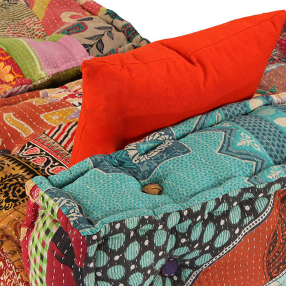 3-Seater Modular Pouffe Fabric