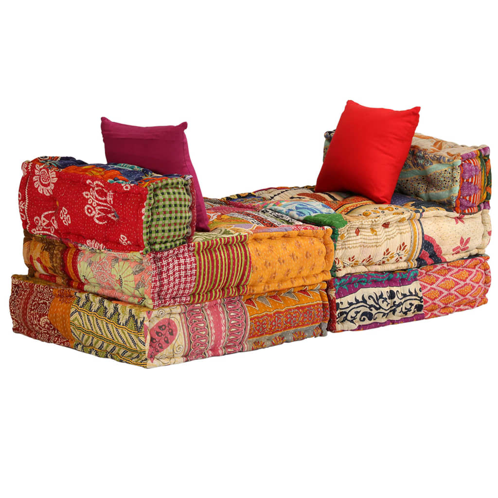 3-Seater Modular Pouffe Fabric
