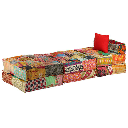 3-Seater Modular Pouffe Fabric