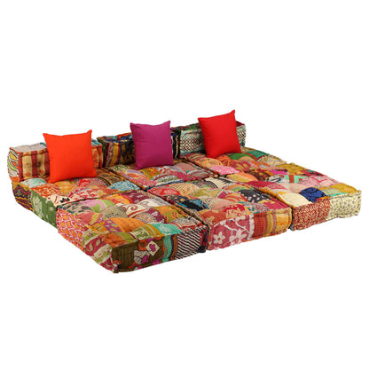 3-Seater Modular Pouffe Fabric