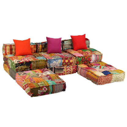 3-Seater Modular Pouffe Fabric