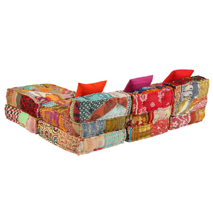 3-Seater Modular Pouffe Fabric