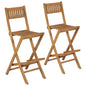Folding Outdoor Bar Stools 2 Pcs Solid Teak Wood