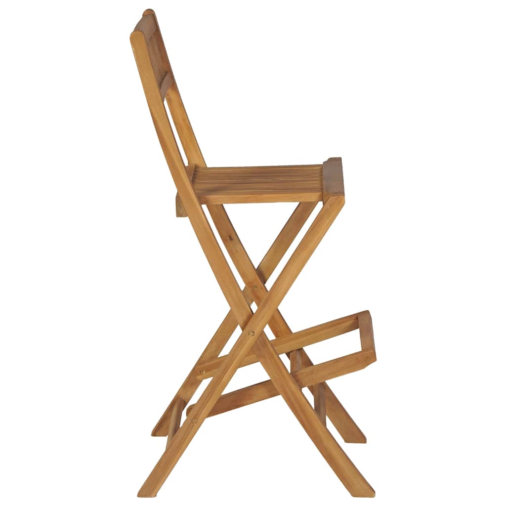 Folding Outdoor Bar Stools 2 Pcs Solid Teak Wood