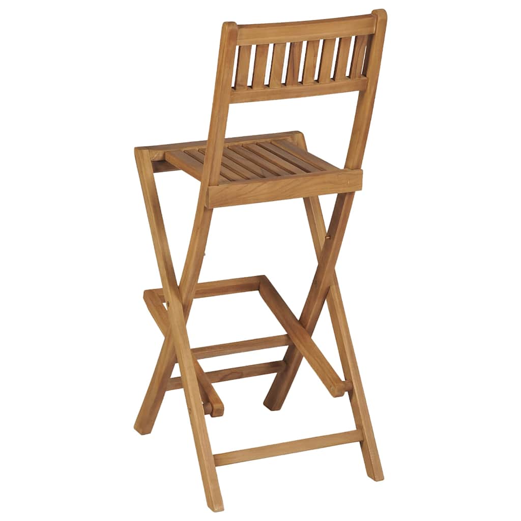 Folding Outdoor Bar Stools 2 Pcs Solid Teak Wood