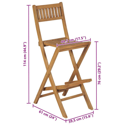 Folding Outdoor Bar Stools 2 Pcs Solid Teak Wood