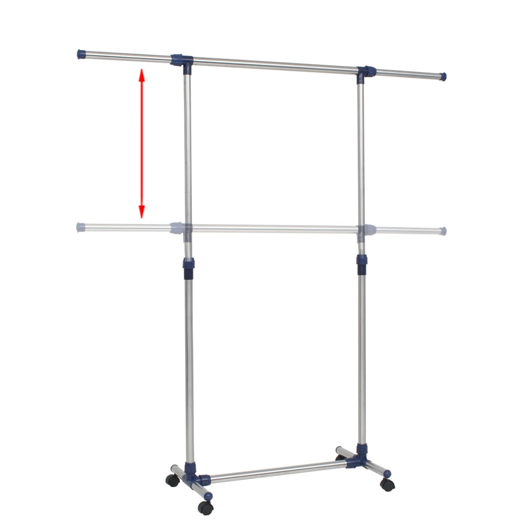 Adjustable Clothes Rack Stainless Steel 165X44X150 Cm Silver