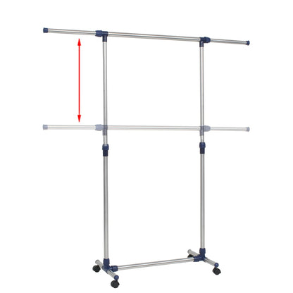 Adjustable Clothes Rack Stainless Steel 165X44X150 Cm Silver