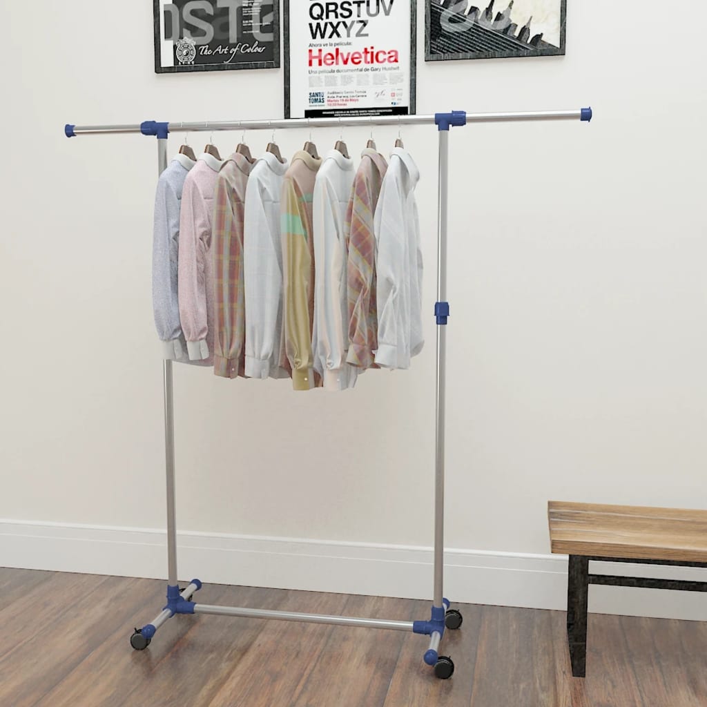 Adjustable Clothes Rack Stainless Steel 165X44X150 Cm Silver