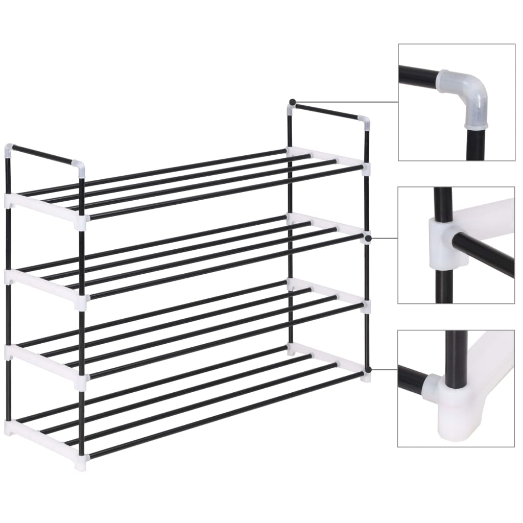 Shoe Rack With 4 Shelves Metal And Plastic