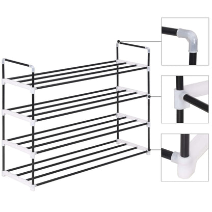 Shoe Rack With 4 Shelves Metal And Plastic