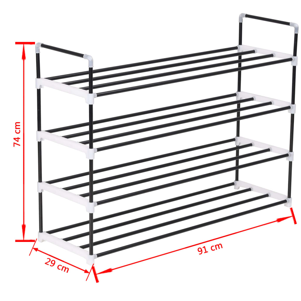 Shoe Rack With 4 Shelves Metal And Plastic
