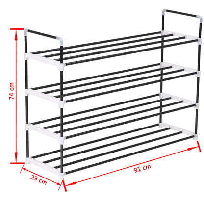 Shoe Rack With 4 Shelves Metal And Plastic