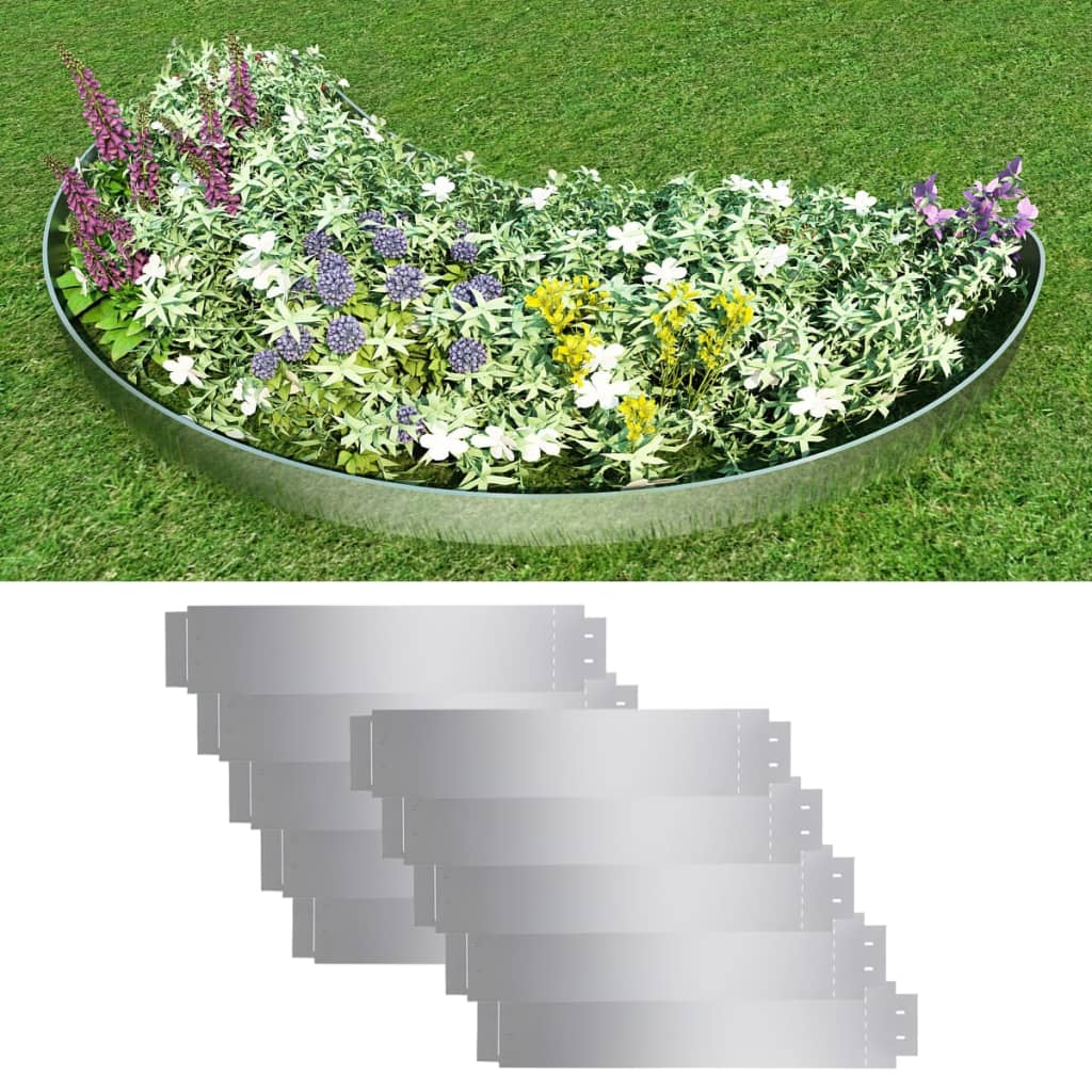Lawn Fences 5 Pcs Galvanised Steel