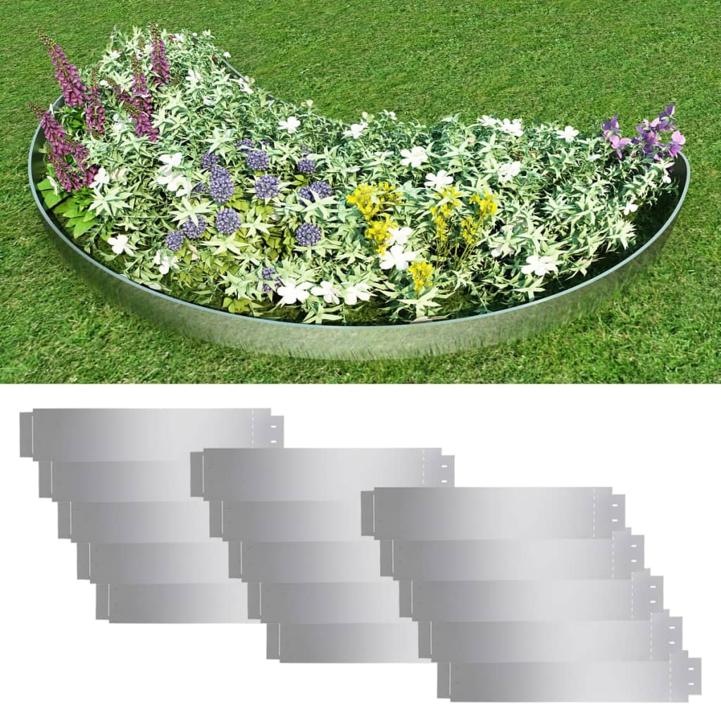 Lawn Fences 5 Pcs Galvanised Steel