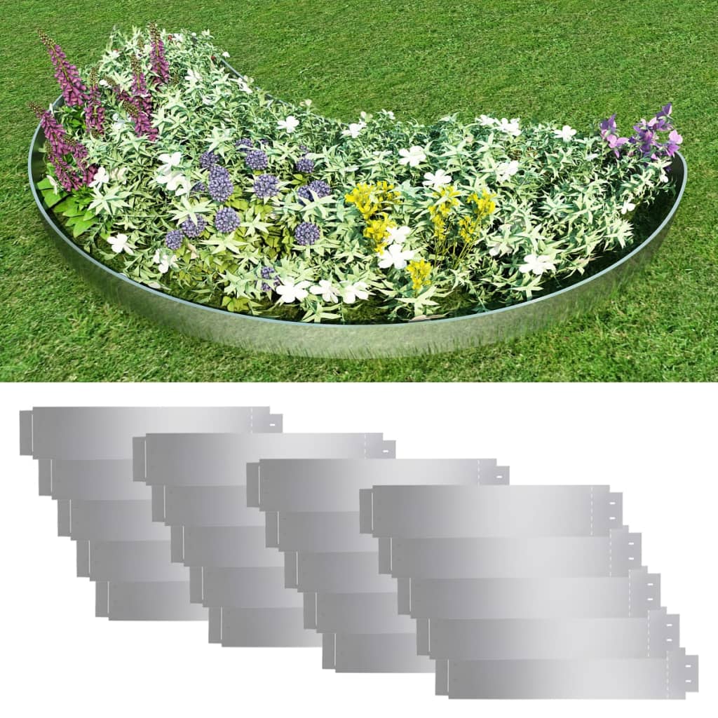 Lawn Fences 5 Pcs Galvanised Steel