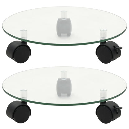 Plant Rollers 2 Pcs Tempered Glass 28 Cm Round