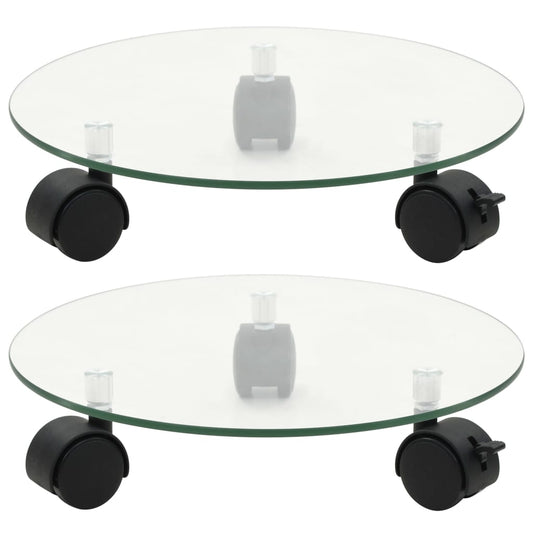 Plant Rollers 2 Pcs Tempered Glass 28 Cm Round