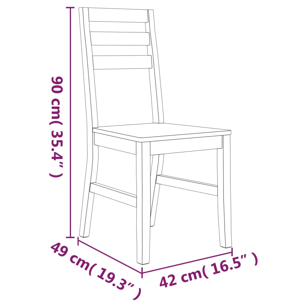 Dining Chairs 2 Pcs Solid Acacia Wood