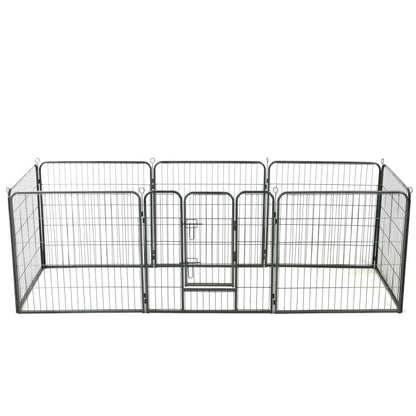 Dog Playpen 8 Panels Steel Black