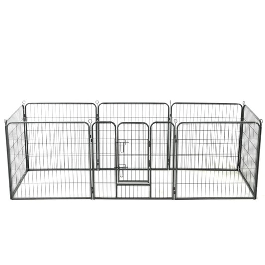 Dog Playpen 8 Panels Steel Black