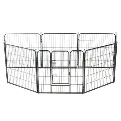 Dog Playpen 8 Panels Steel Black
