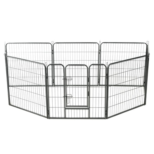 Dog Playpen 8 Panels Steel Black