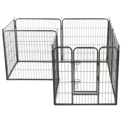 Dog Playpen 8 Panels Steel Black