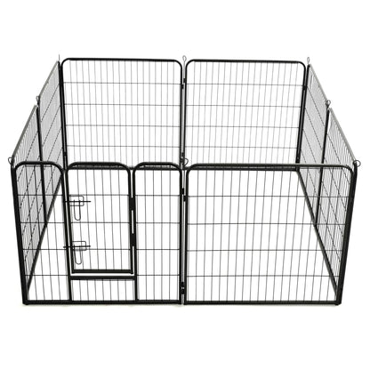 Dog Playpen 8 Panels Steel Black