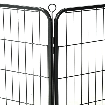 Dog Playpen 8 Panels Steel Black