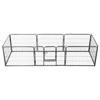 Dog Playpen 8 Panels Steel Black