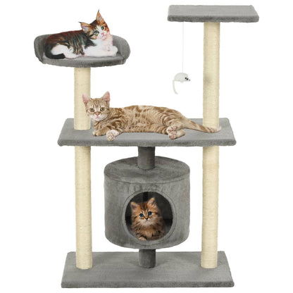 Cat Tree With Sisal Scratching Posts Grey Paw Prints