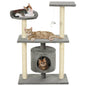 Cat Tree With Sisal Scratching Posts Grey Paw Prints