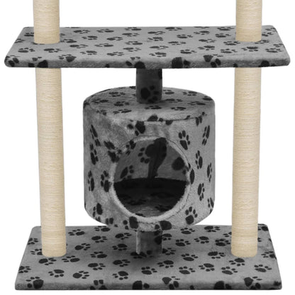 Cat Tree With Sisal Scratching Posts Grey Paw Prints