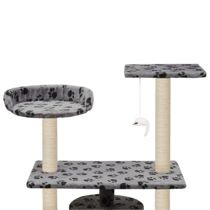 Cat Tree With Sisal Scratching Posts Grey Paw Prints