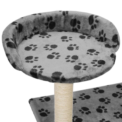 Cat Tree With Sisal Scratching Posts Grey Paw Prints