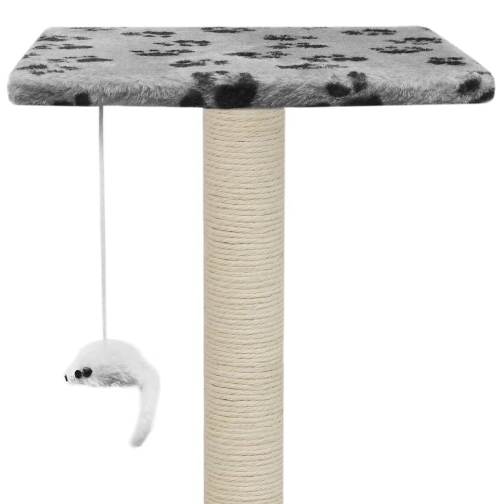 Cat Tree With Sisal Scratching Posts Grey Paw Prints