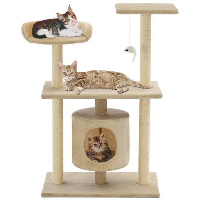 Cat Tree With Sisal Scratching Posts Grey Paw Prints