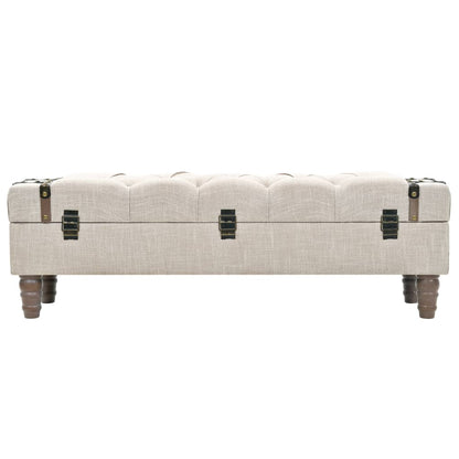 Storage Bench Solid Wood And Steel 111X34X37 Cm