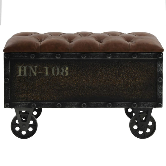 Storage Bench 80.5X41X50 Cm Solid Wood And Artificial Leather