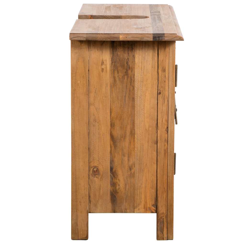 Bathroom Vanity Cabinet Solid Pinewood 70X32X63 Cm