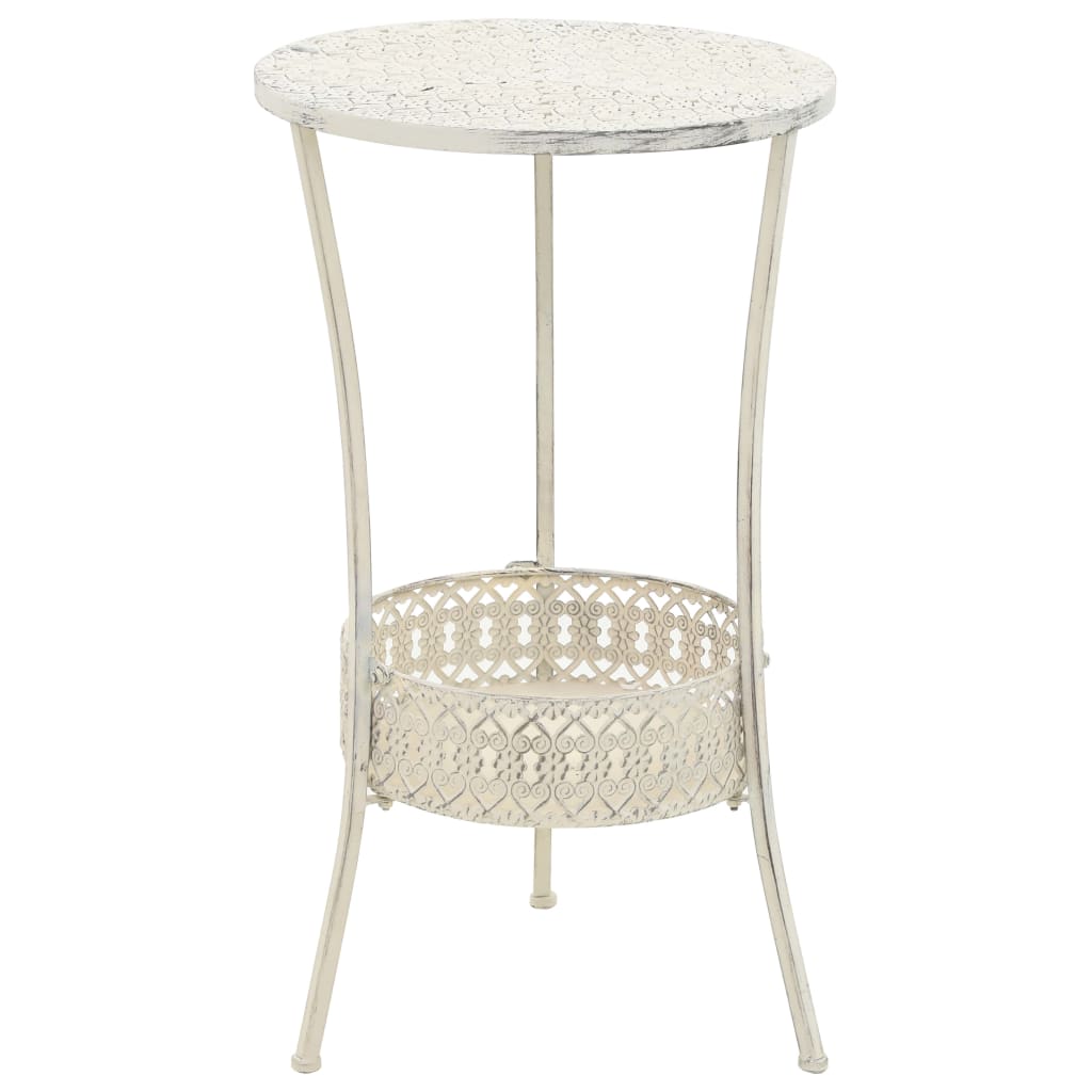 Bistro Table Vintage Style Round Metal 40X70 Cm White