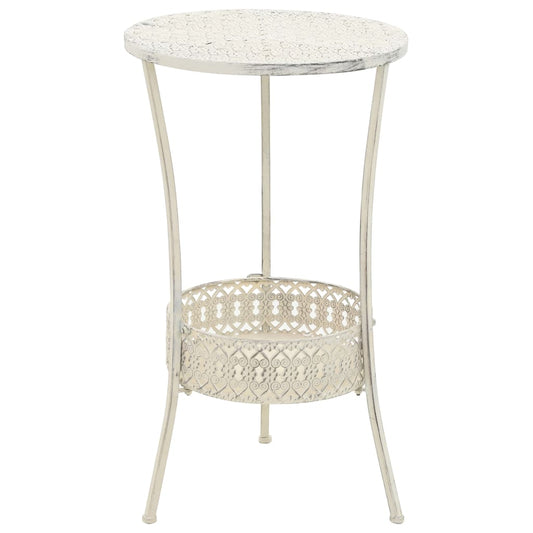 Bistro Table Vintage Style Round Metal 40X70 Cm White