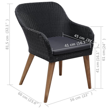 Outdoor Chairs With Cushions 2 Pcs Poly Rattan