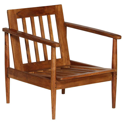 Armchair Real Leather With Acacia Wood
