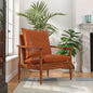 Armchair Real Leather With Acacia Wood