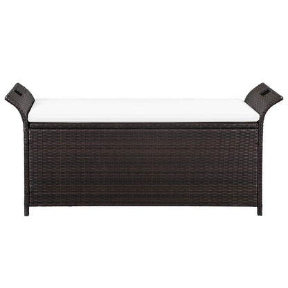 Storage Bench With Cushion 138 Cm Poly Rattan